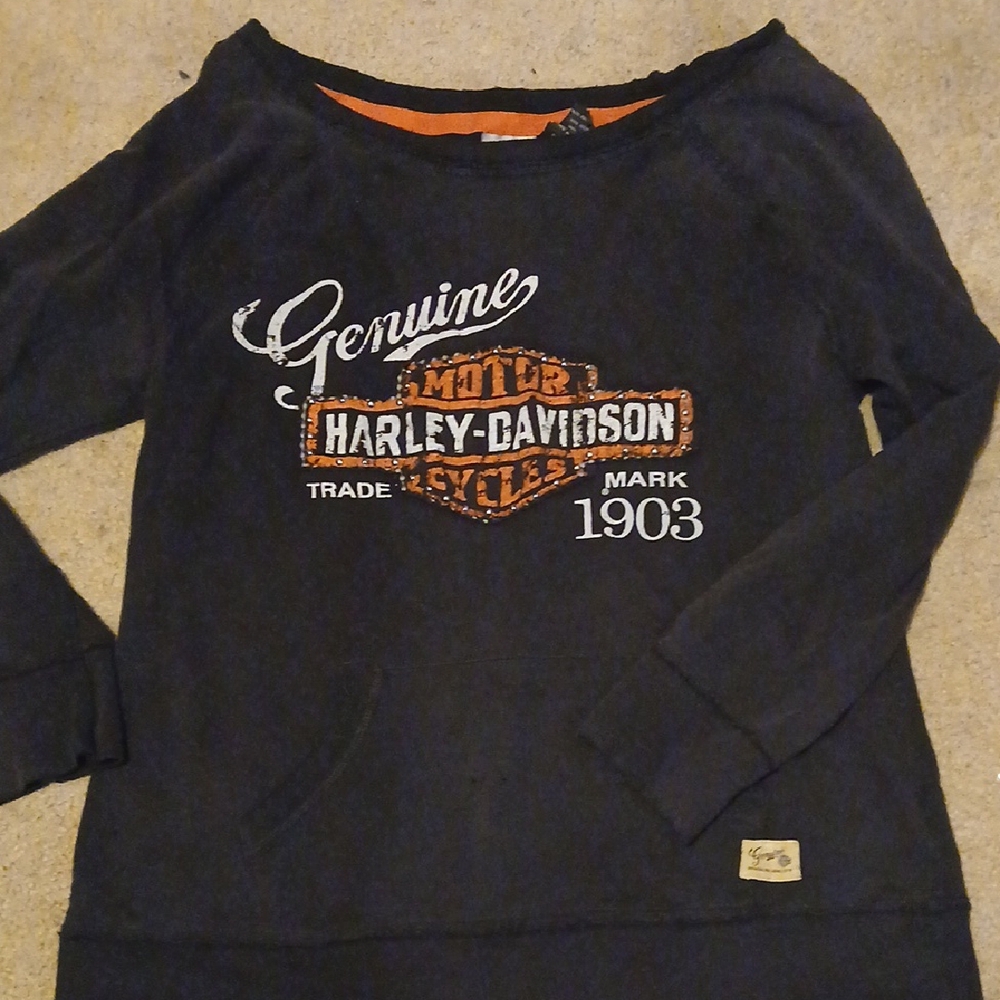 Harley-Davidson Black and Orange Sweatshirt